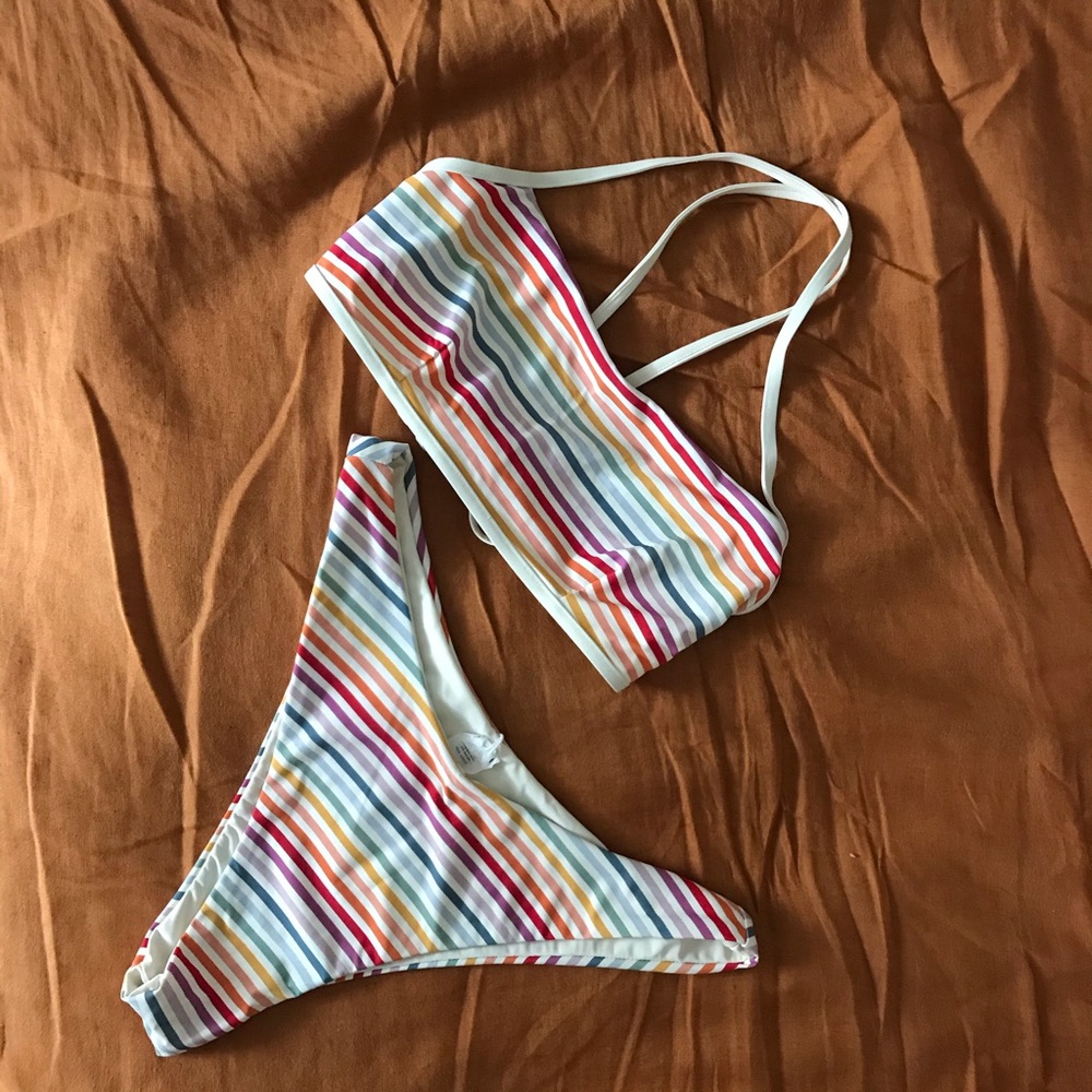 Marine Layer Striped Bikini Set EUC